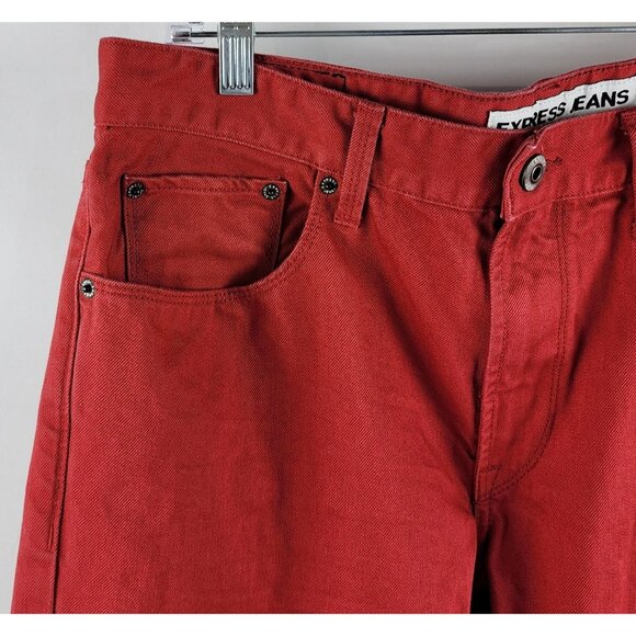 Express Jeans Mens 34x33 Red Rocco Slim Fit Straight Leg Denim - Picture 3 of 10